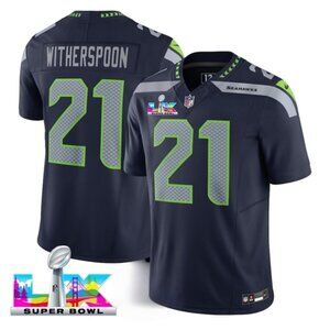 Mens or Youths Choose Devon Witherspoon Navy Super Bowl LX Jersey Vapor Stitched